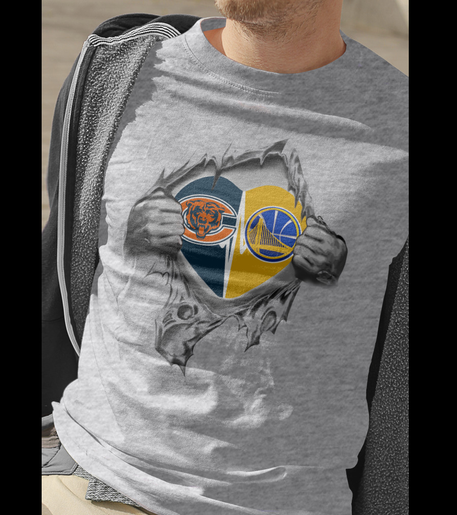 Bears Golden State Warriors Heart Logo Combo Fan Pride T-Shirt