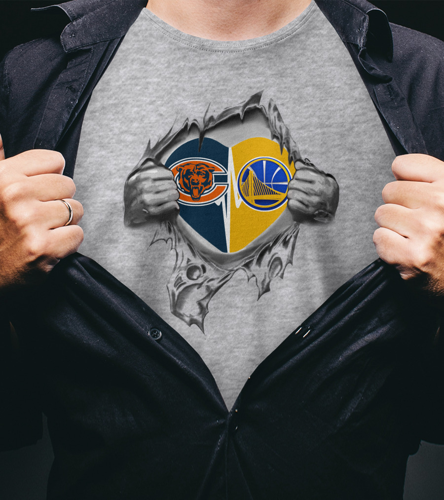 Bears Golden State Warriors Heart Logo Combo Fan Pride T-Shirt