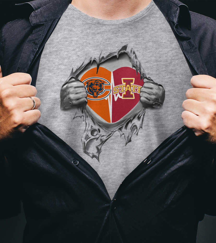 Chicago Bears Iowa State Cyclones Heart Logo Blend T-Shirt