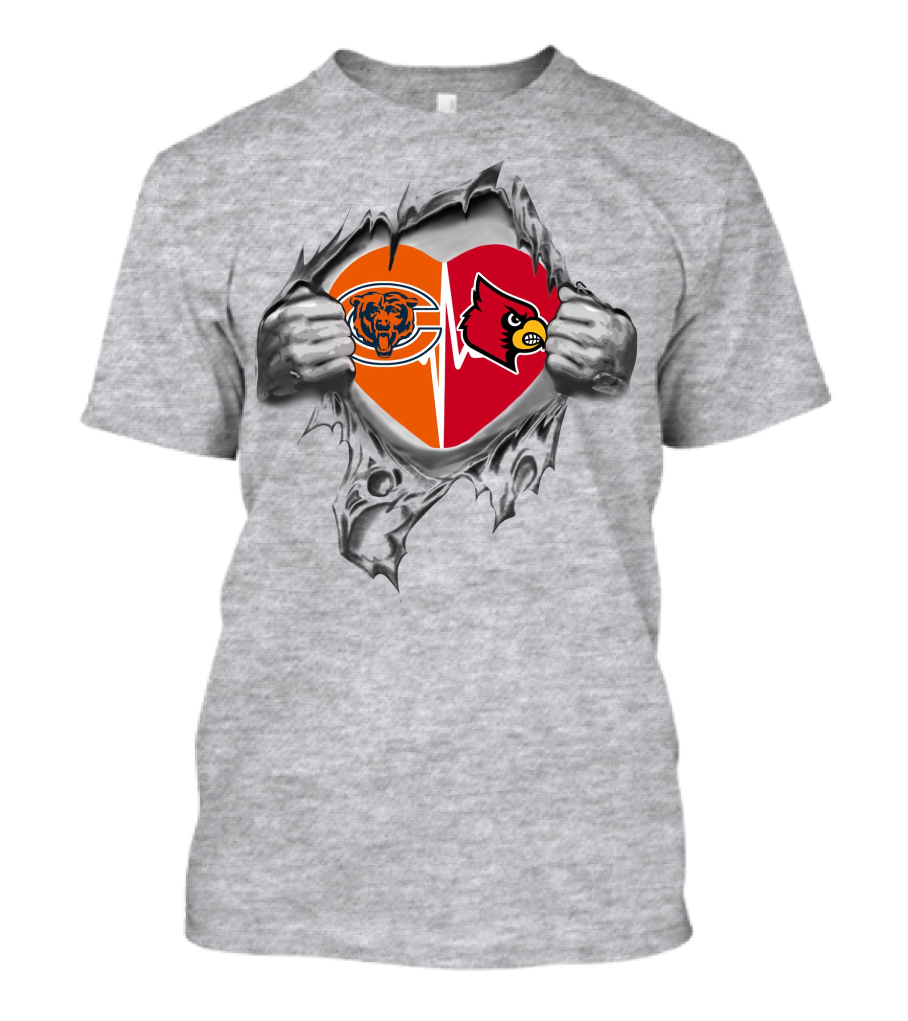 Bears Louisville Cardinals Heart T-Shirt