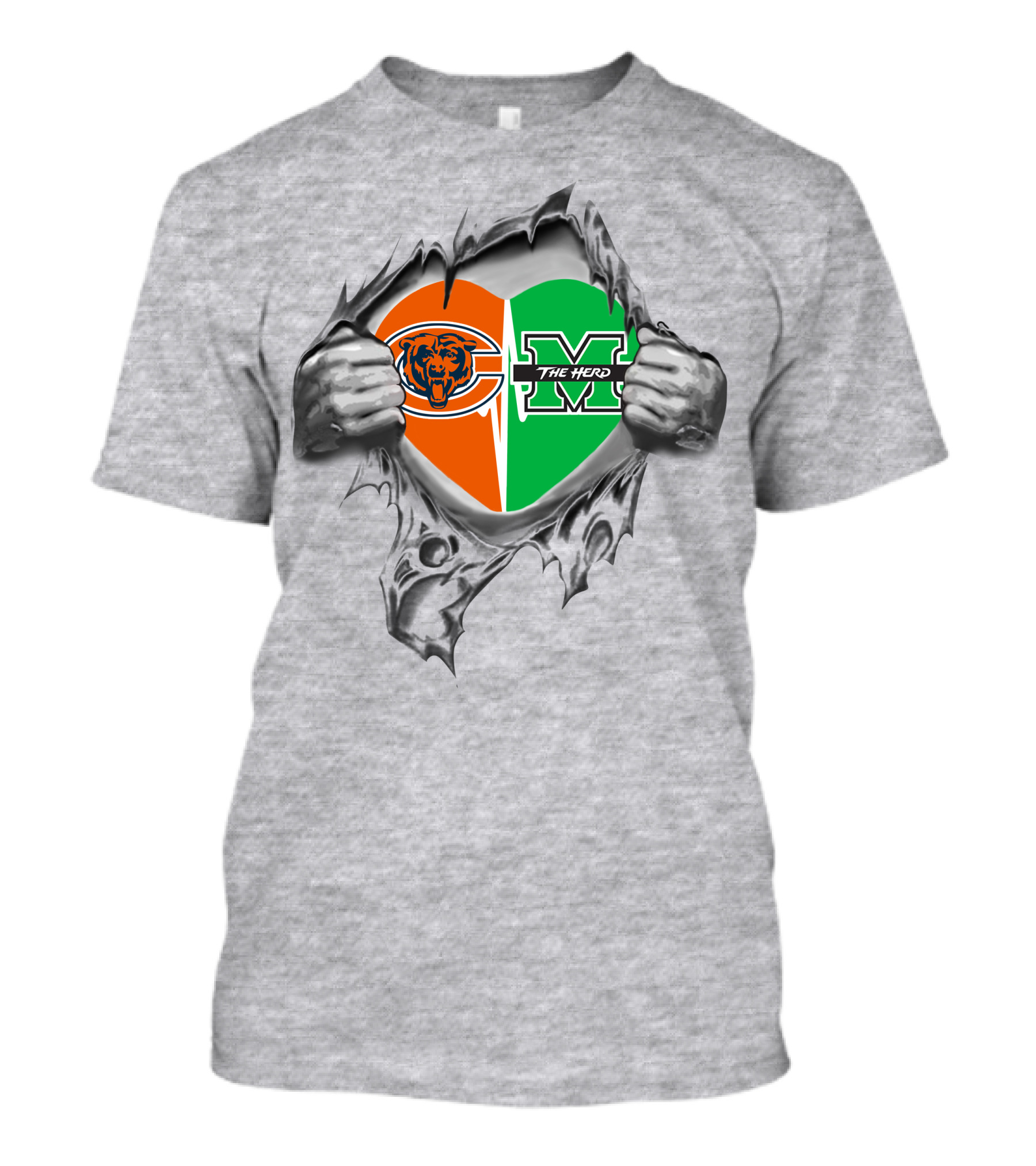 Bears Thundering Herd Heart Logo Breakthrough T-Shirt