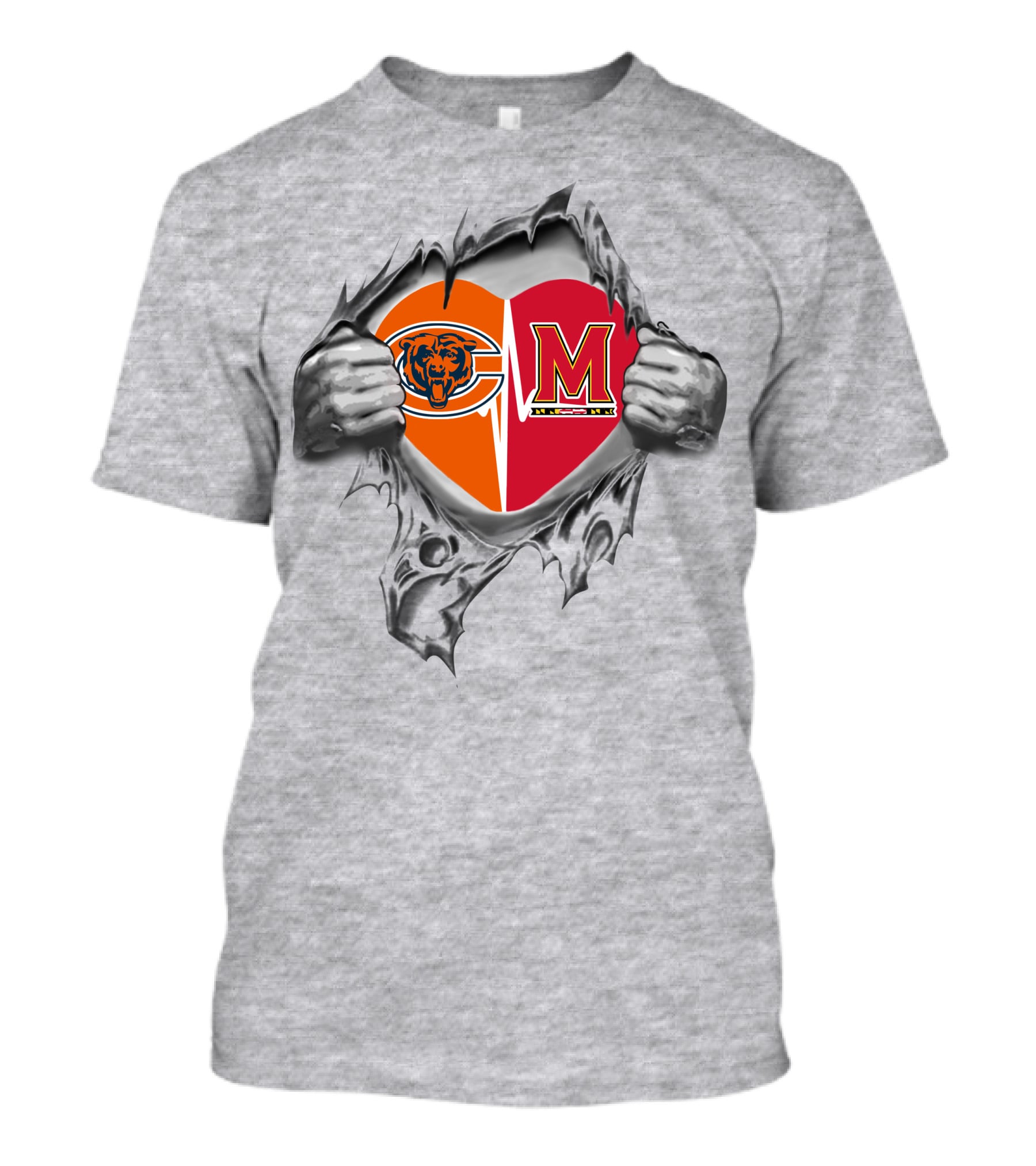 Bears Maryland Terrapins Heart Torn Open T-Shirt