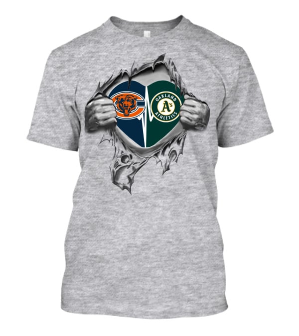 Bears Oakland Athletics Heart T-Shirt