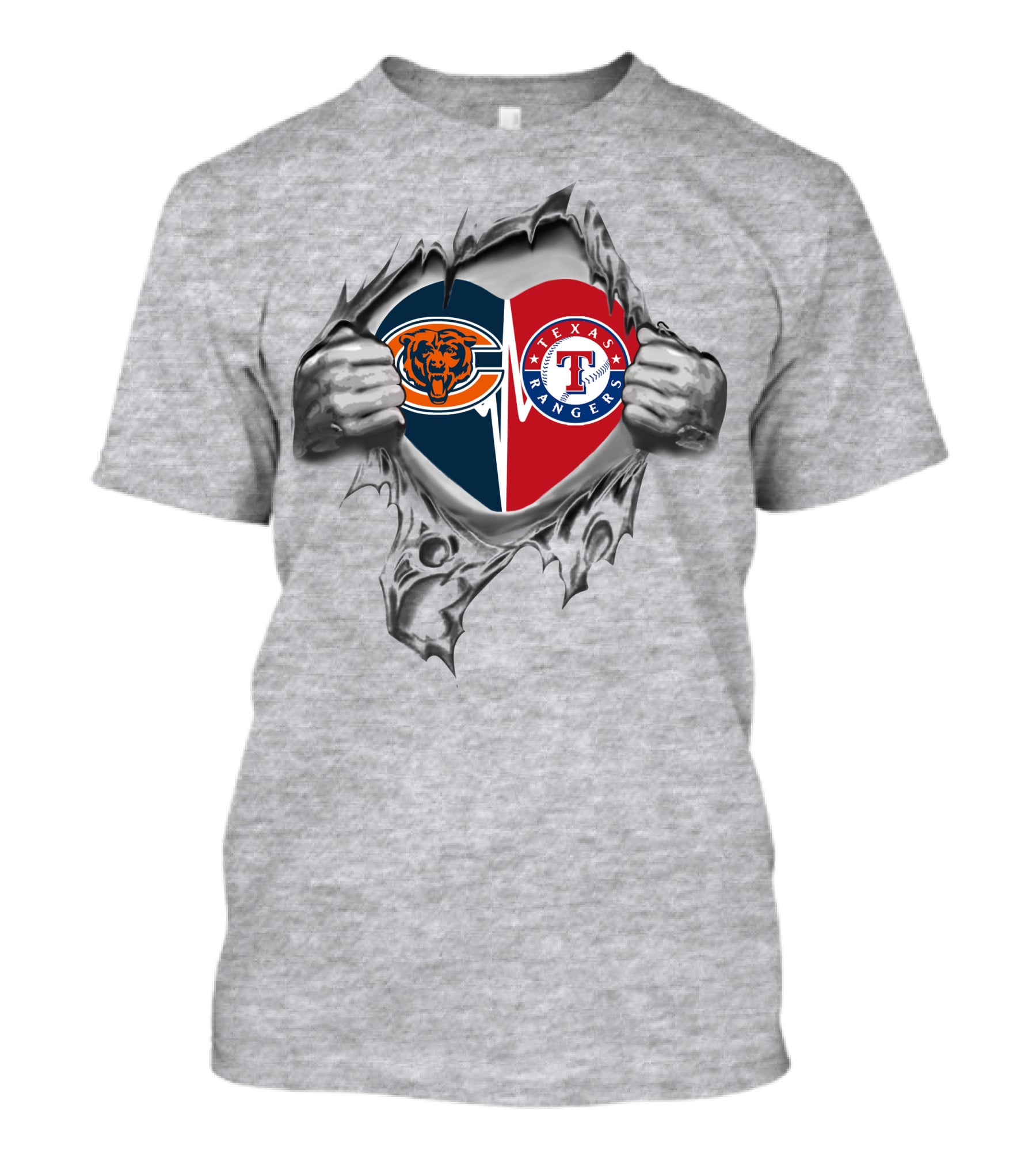 Bears And Texas Rangers Split Heart T-Shirt