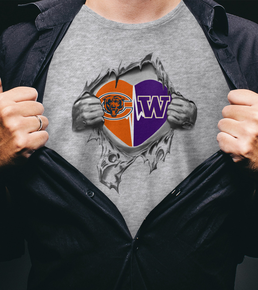 Bears Washington Huskies Heart T-Shirt