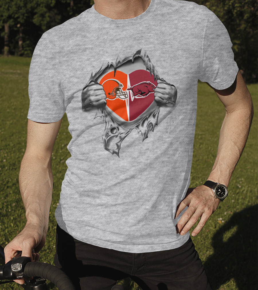 Browns And Arkansas Razorbacks Heart Passion T-Shirt