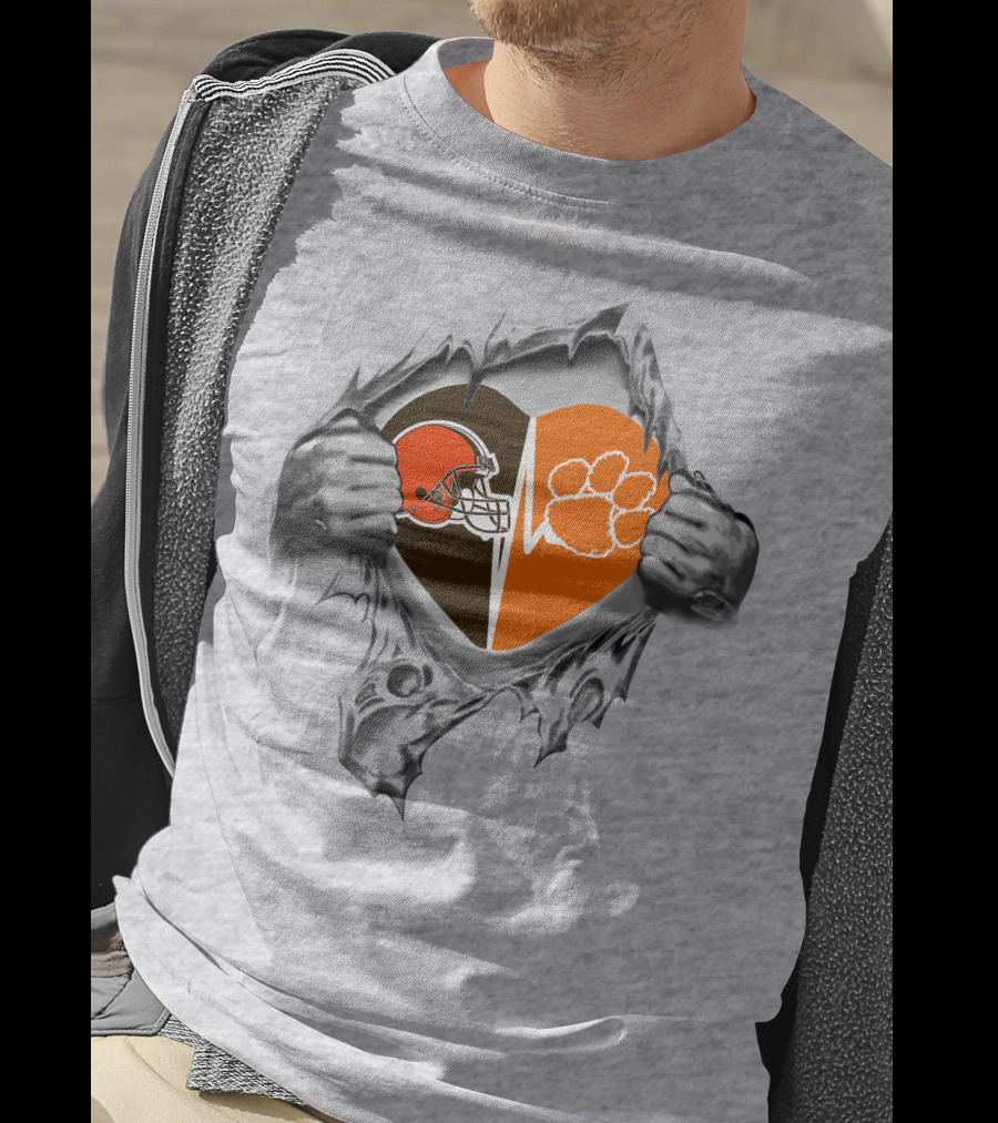 Browns Clemson Tigers Heart Football Passion T-Shirt