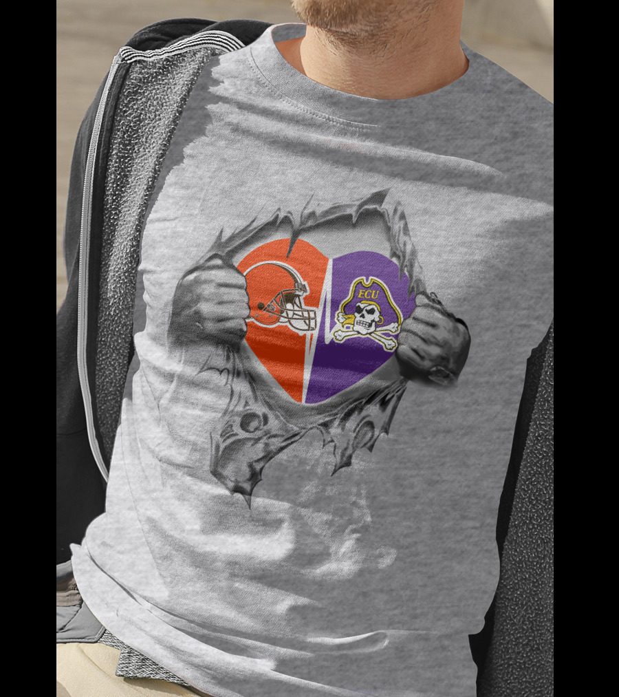 Browns Ecu Pirates Heart T-Shirt