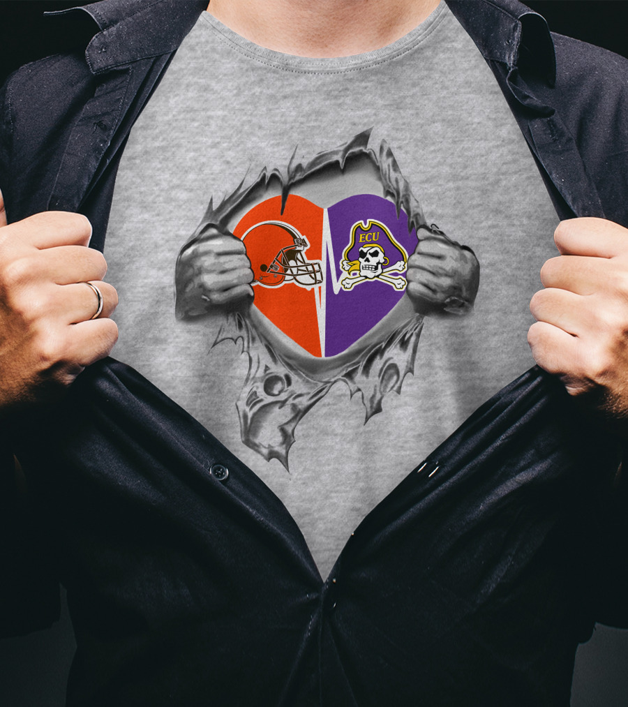Browns Ecu Pirates Heart T-Shirt