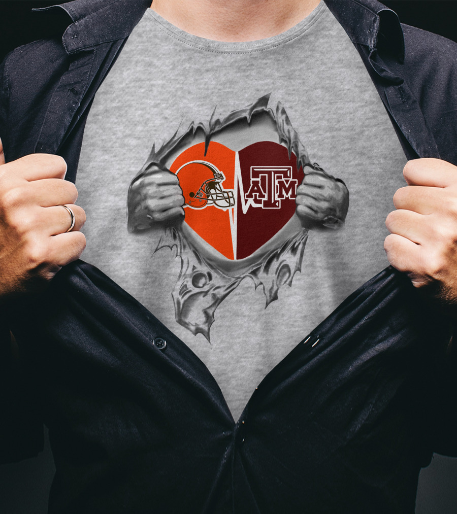 Browns Texas A&M Aggies Heart T-Shirt