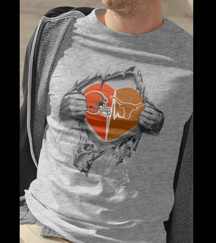 Browns Texas Longhorns Heart Inside Football Passion T-Shirt