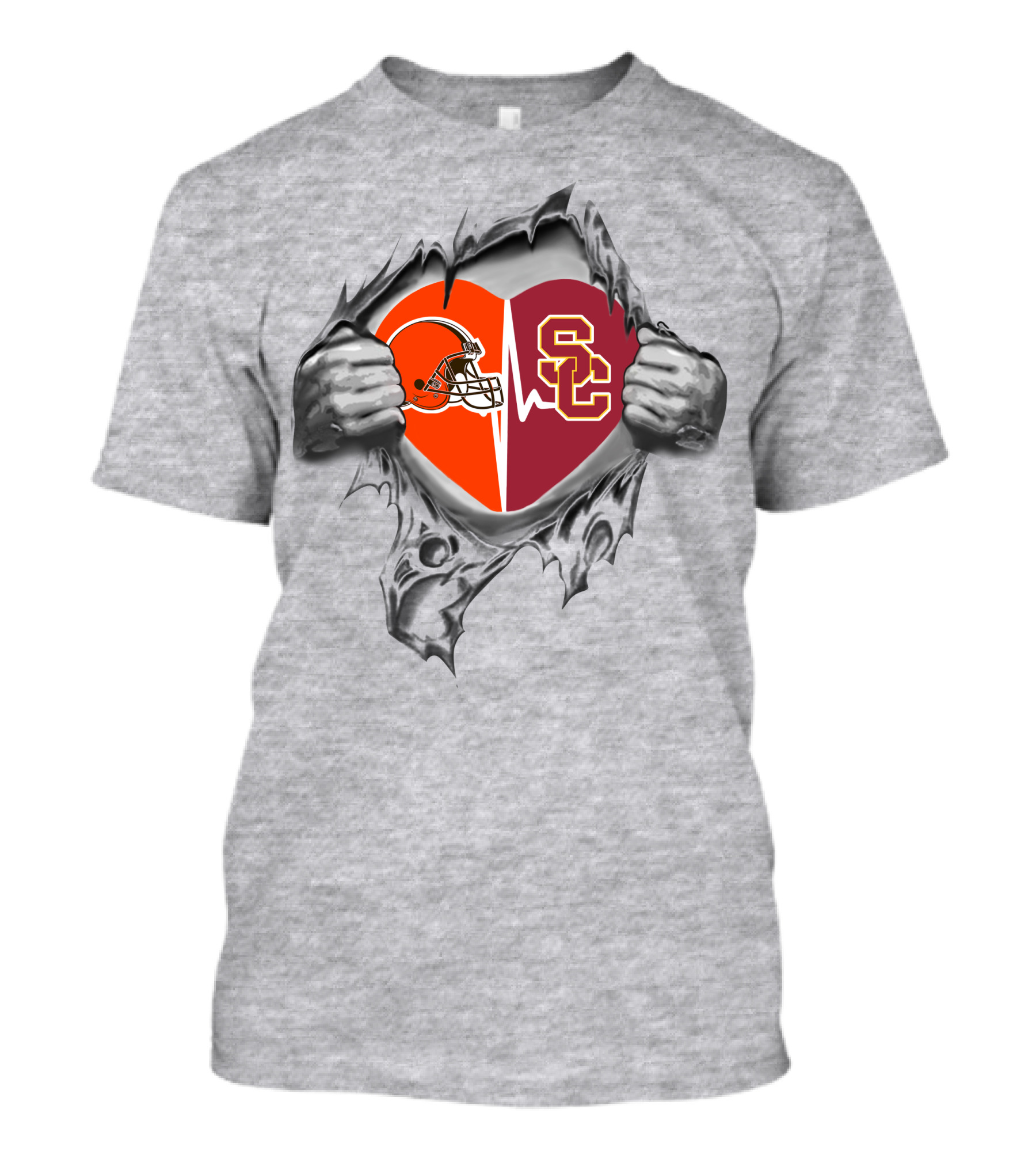 Browns Usc Trojans Heart Helmet T-Shirt