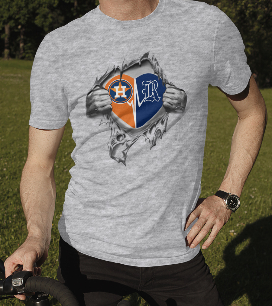 Houston Astros Rice Owls Heartbeat Fusion T-Shirt