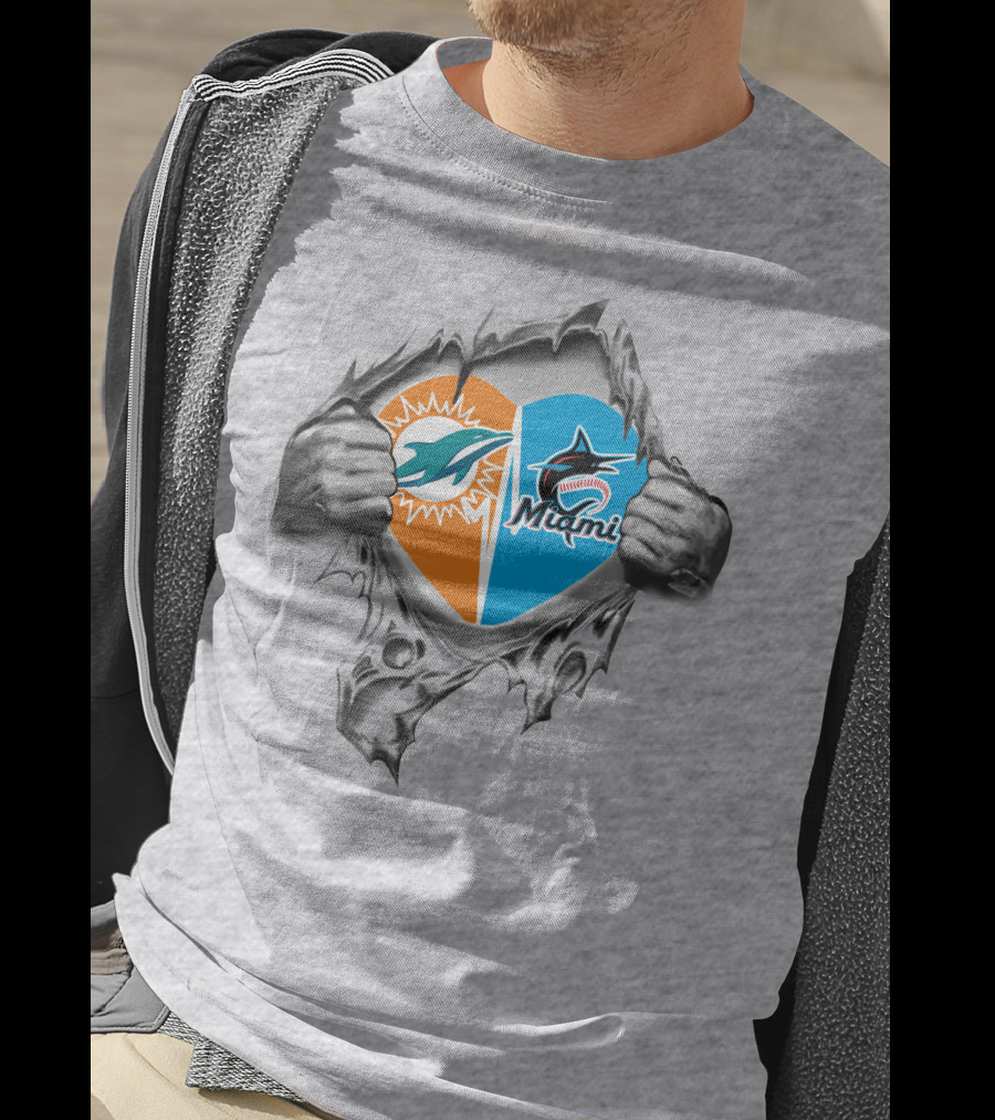 Dolphins Miami Marlins Heart T-Shirt