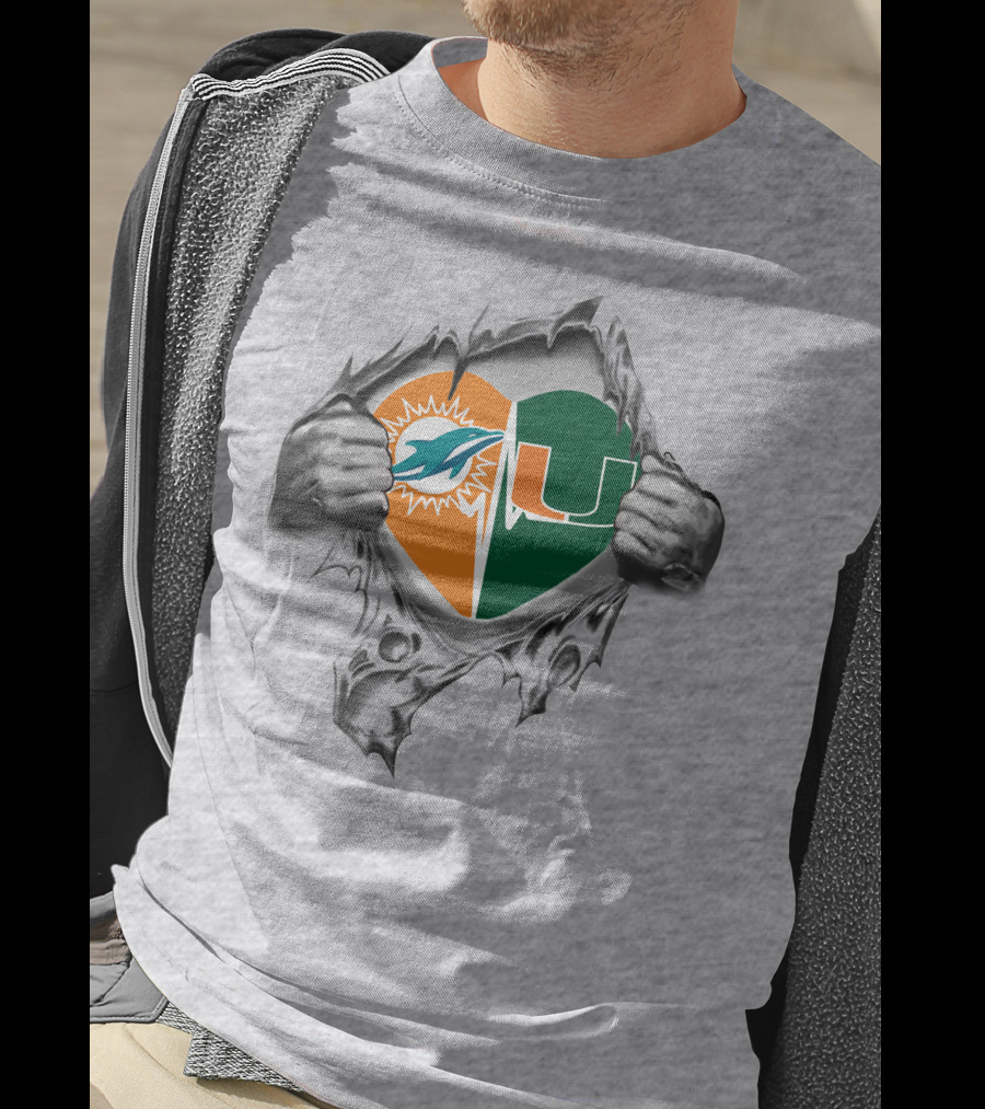 Miami Dolphins Heart Miami Hurricanes It's In My Heart T-Shirt