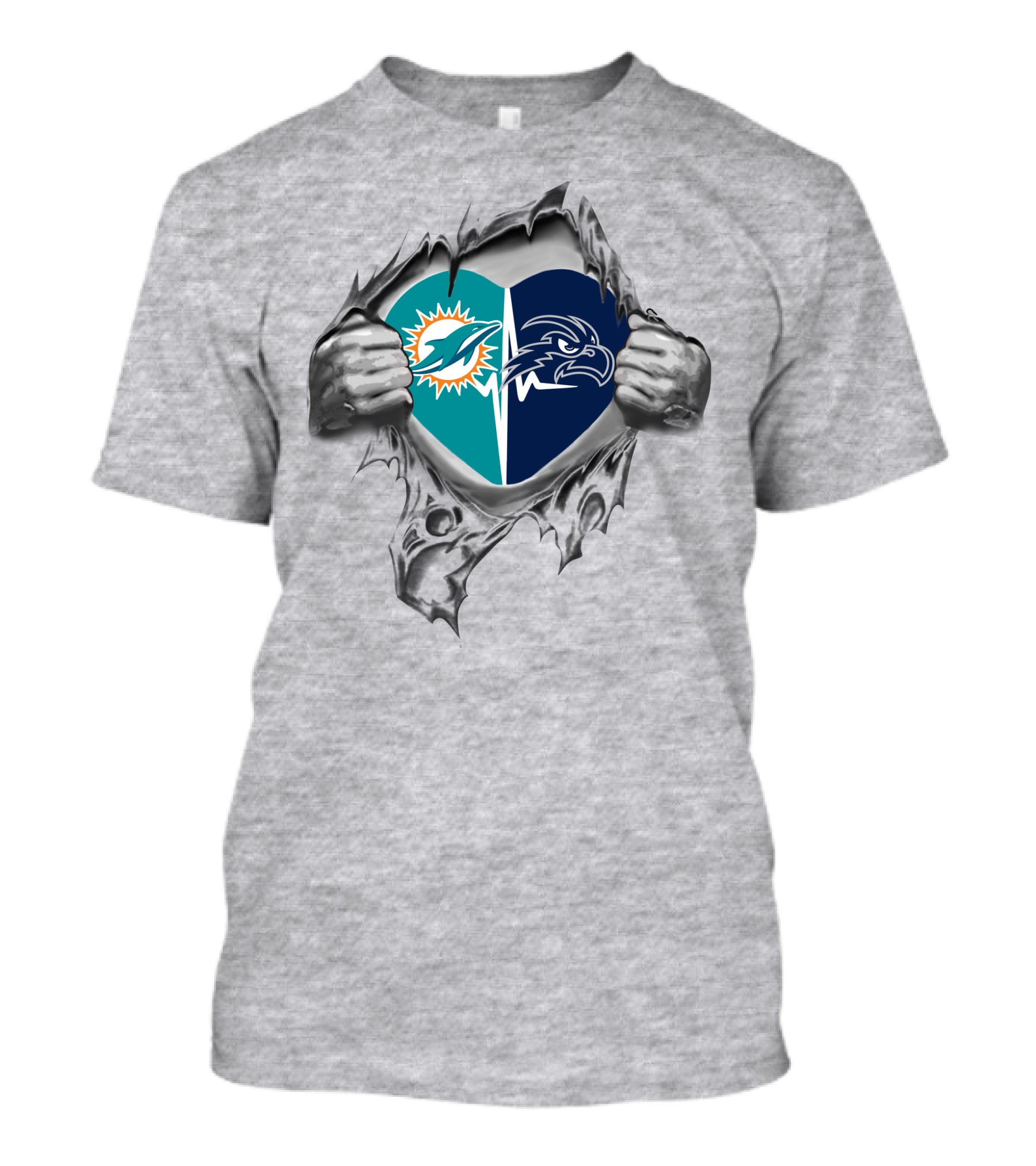 Miami Dolphins North Florida Ospreys Heart Logo T-Shirt