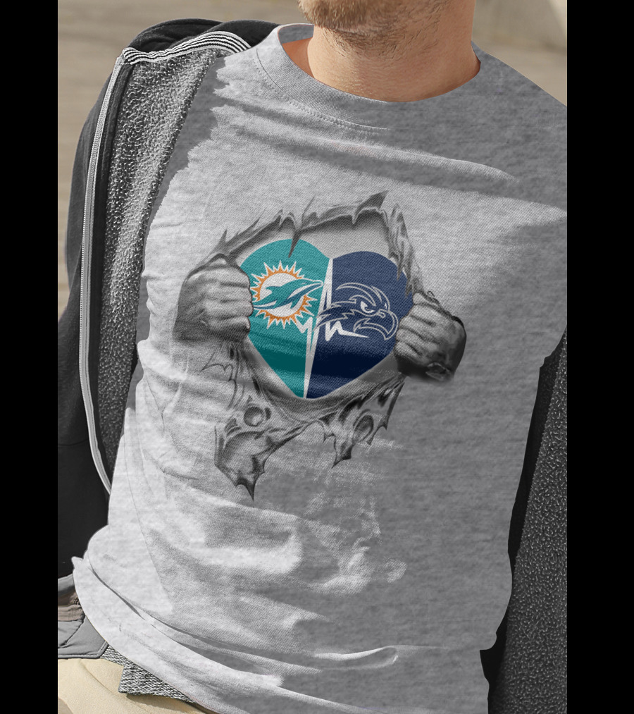 Miami Dolphins North Florida Ospreys Heart Logo T-Shirt