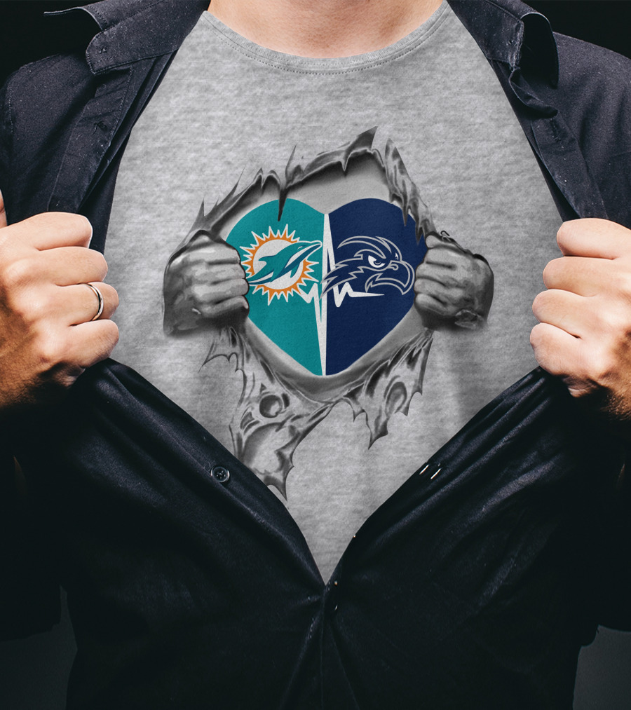 Miami Dolphins North Florida Ospreys Heart Logo T-Shirt