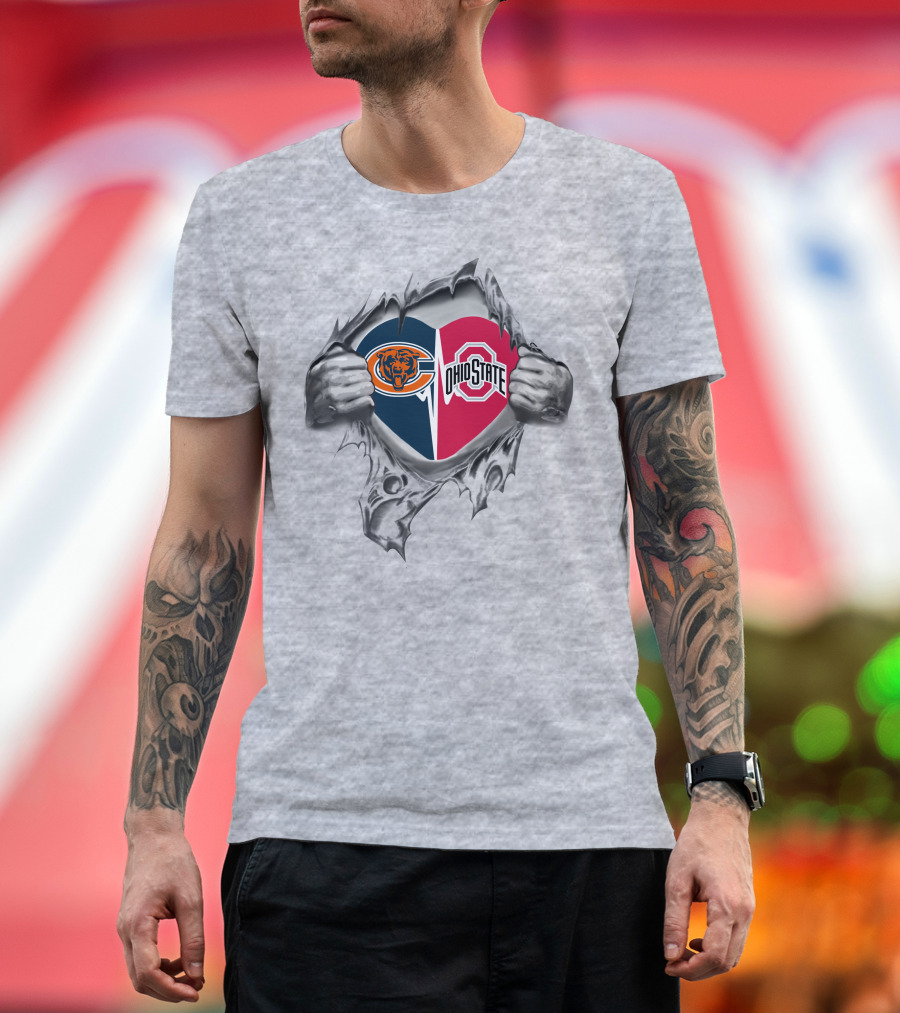 Bears Ohio State Buckeyes Heart Logo Fusion T-Shirt