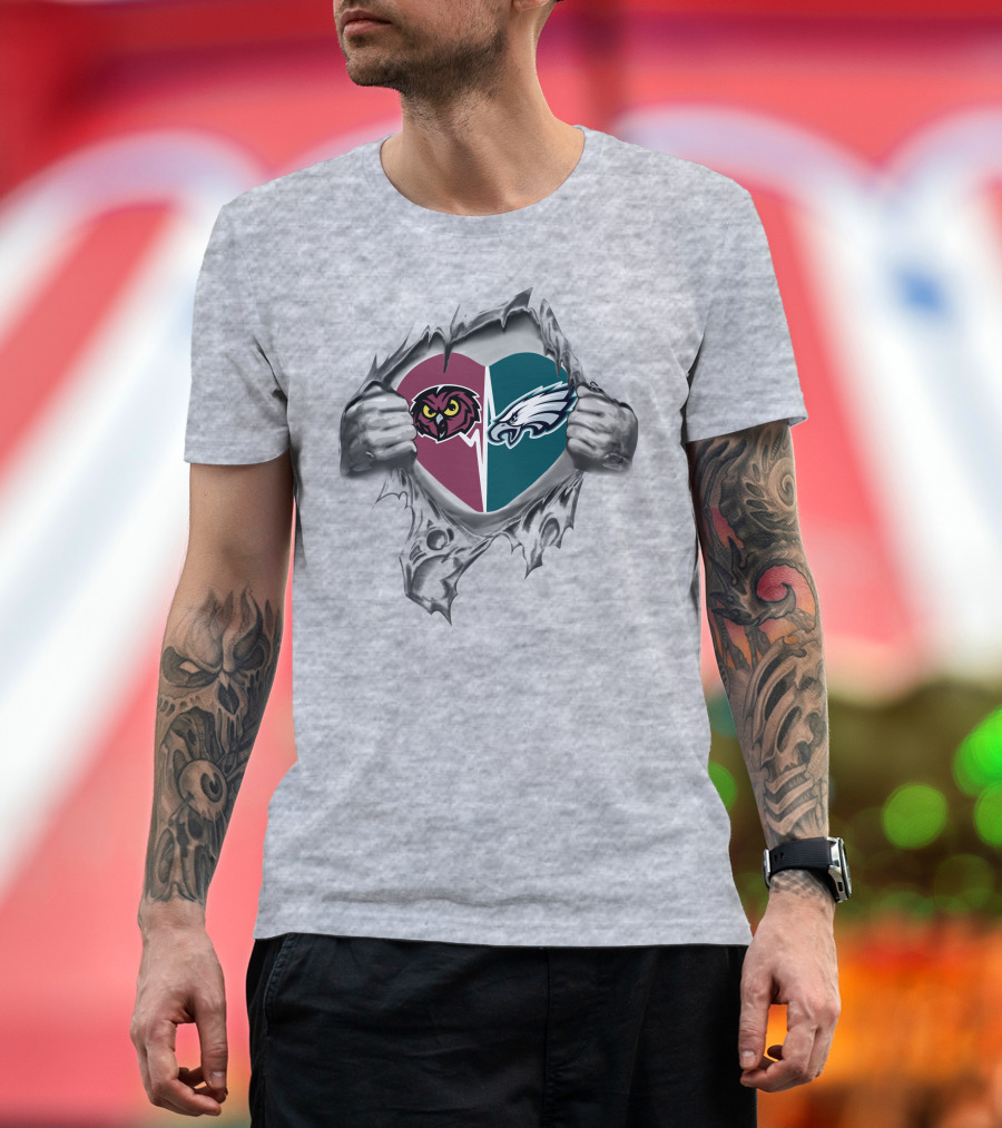 Eagles Temple Owls It's In My Heart Football Fan Loyalty T-Shirt