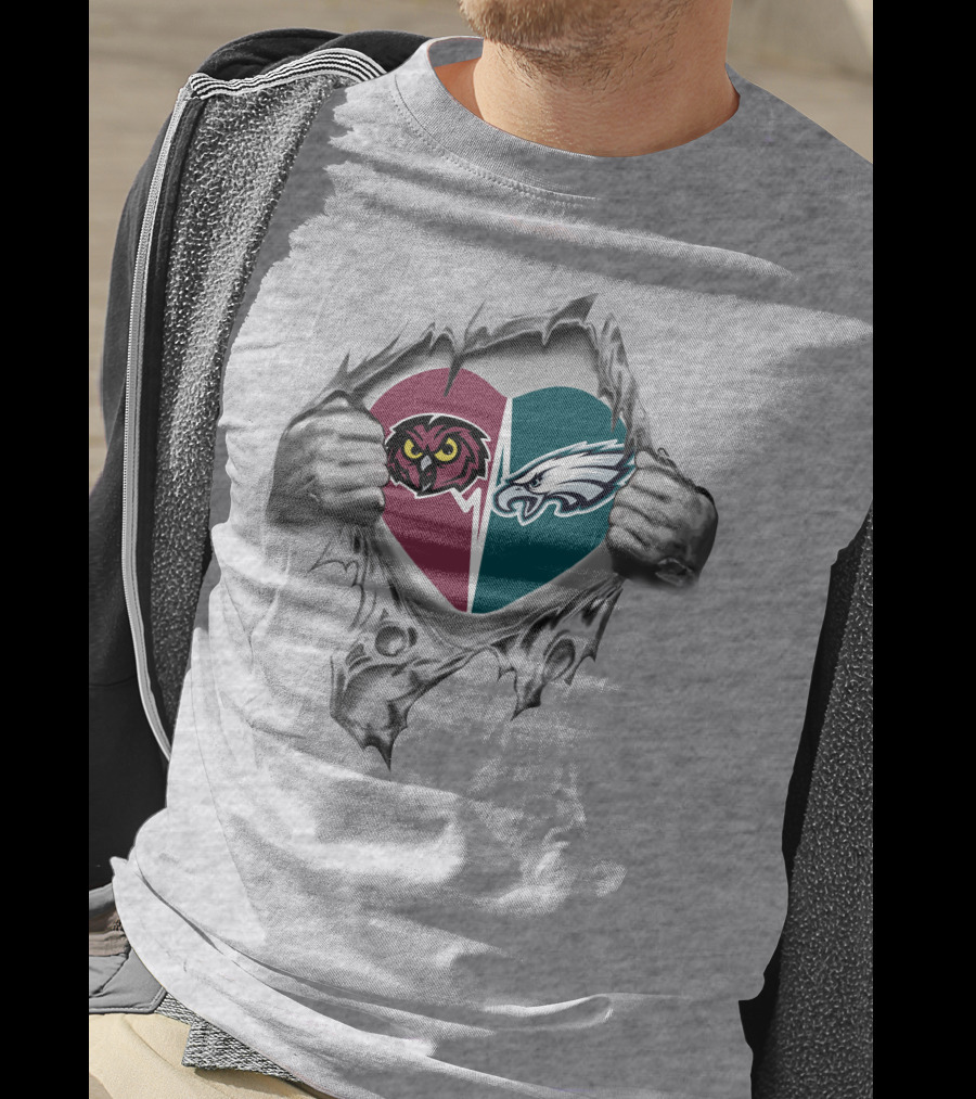 Eagles Temple Owls It's In My Heart Football Fan Loyalty T-Shirt
