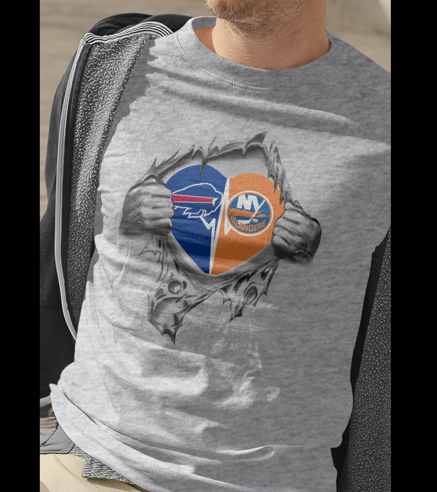 Buffalo Bills And New York Islanders Heart Design 72 Bills Islanders It's In My Heart T-Shirt