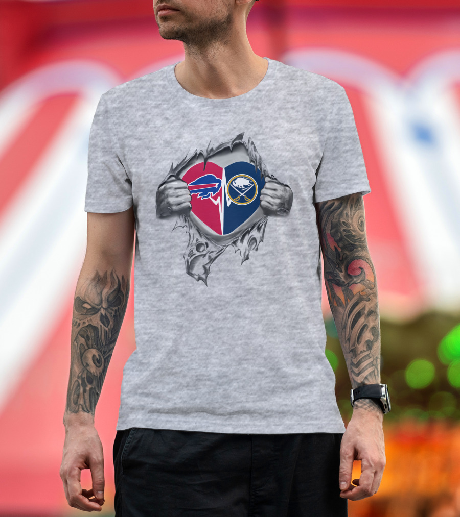Buffalo Bills Sabres Heartbeat T-Shirt