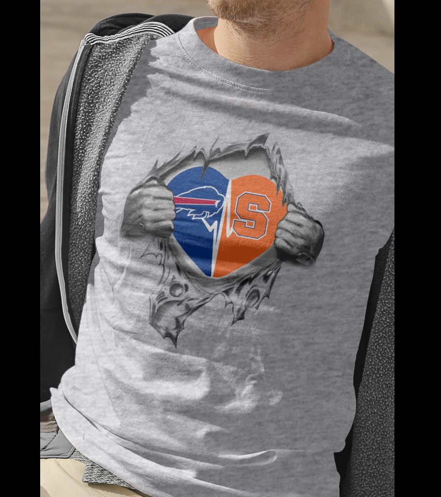 Buffalo Bills Syracuse Orange Heart Logo 75 Bills Syracuse Orange It's In My Heart T-Shirt