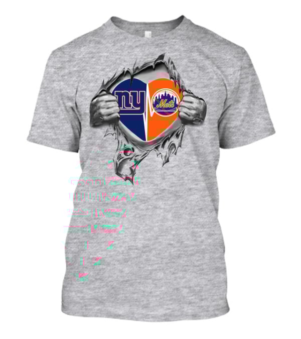 Ny Giants And Mets Heart Rip T-Shirt