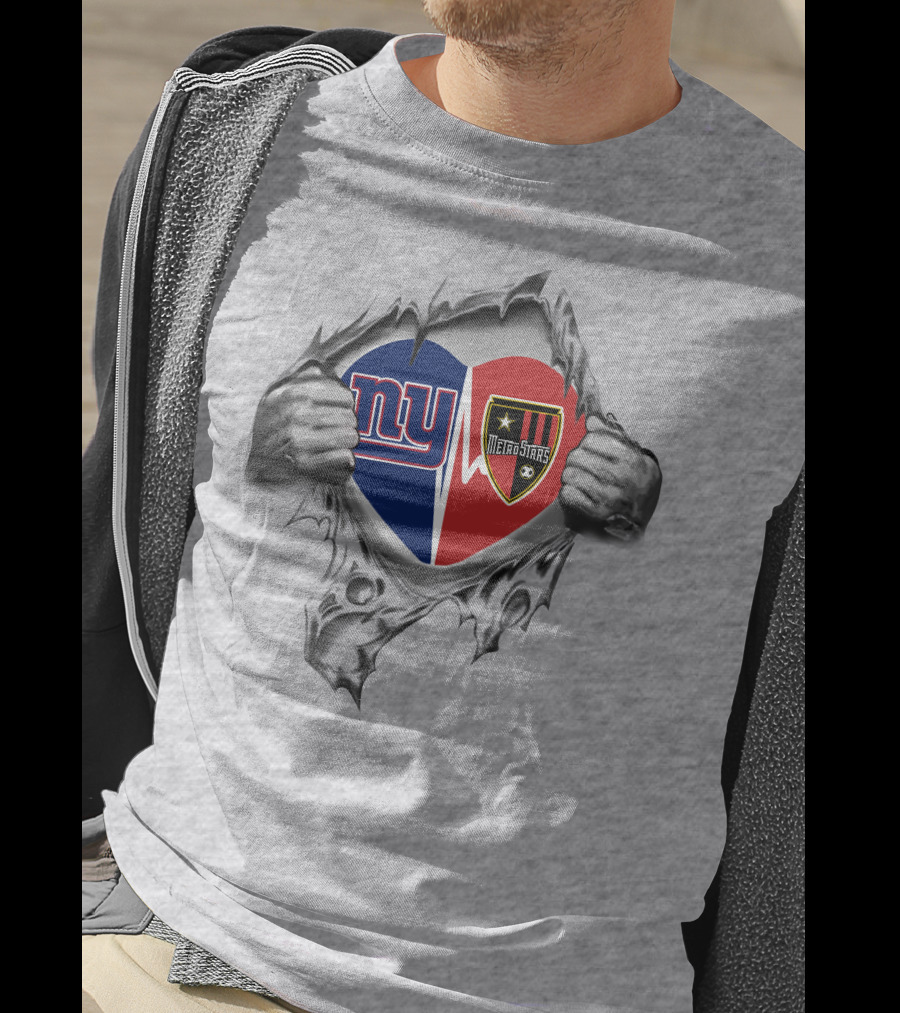 New York Giants Metrostars Heart Logo Fan Tribute T-Shirt