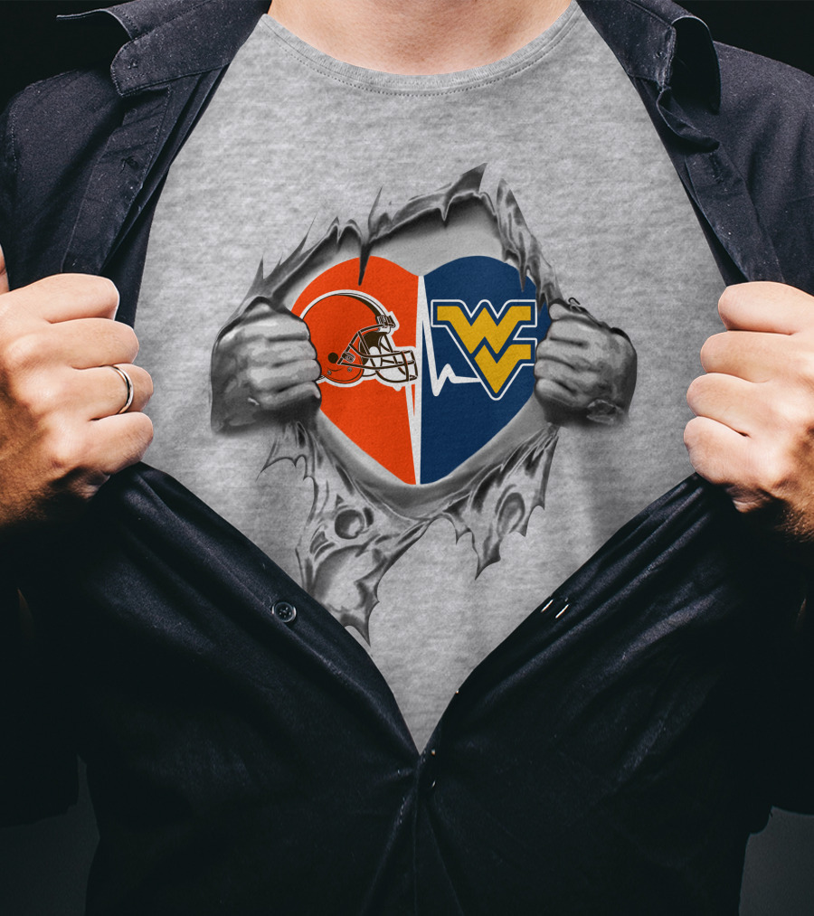 Browns West Virginia Mountaineers Heart Logo Split T-Shirt