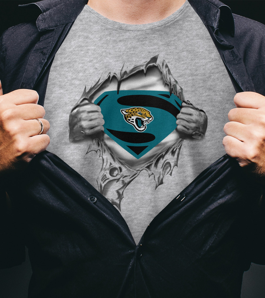 Jacksonville Jaguars Superman Logo Emblem Tear-Through T-Shirt