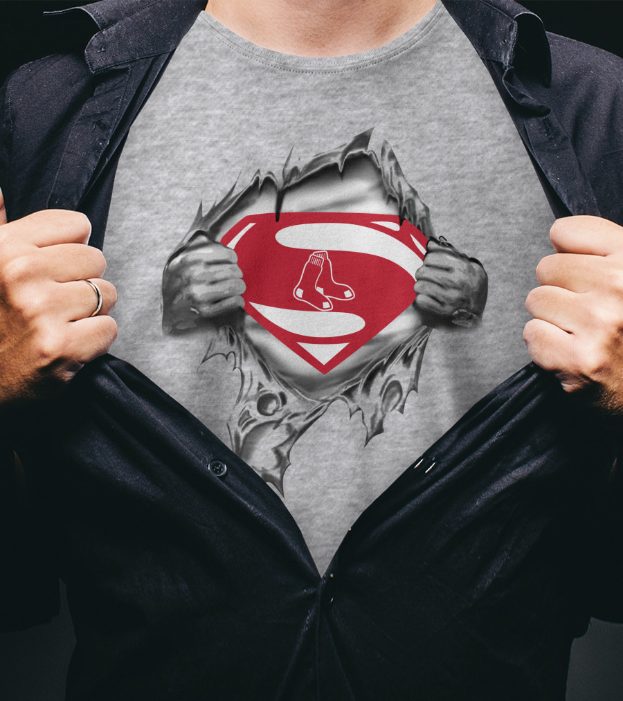 Boston Red Sox Superman Logo Rip T-Shirt