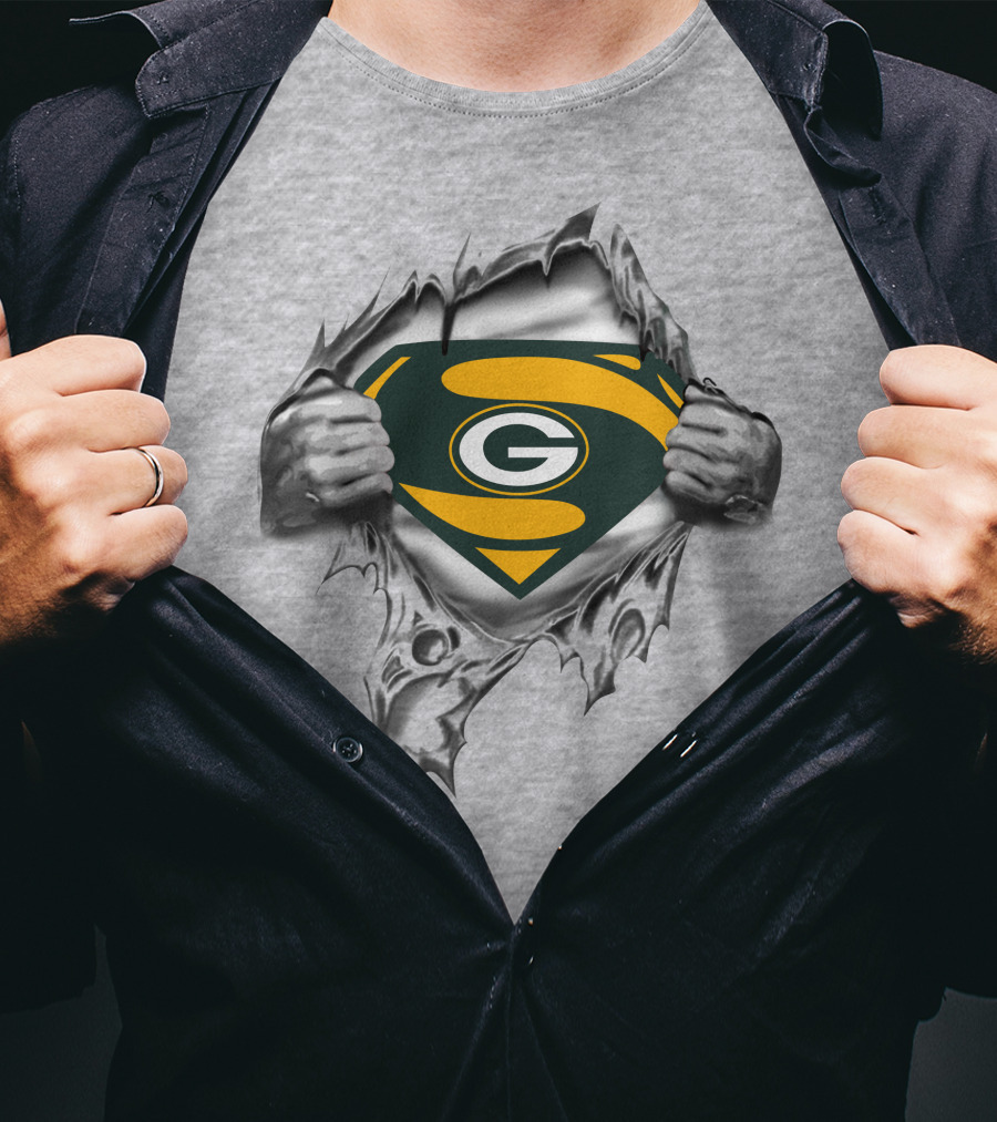 Green Bay Packers Superman Logo Pullover T-Shirt