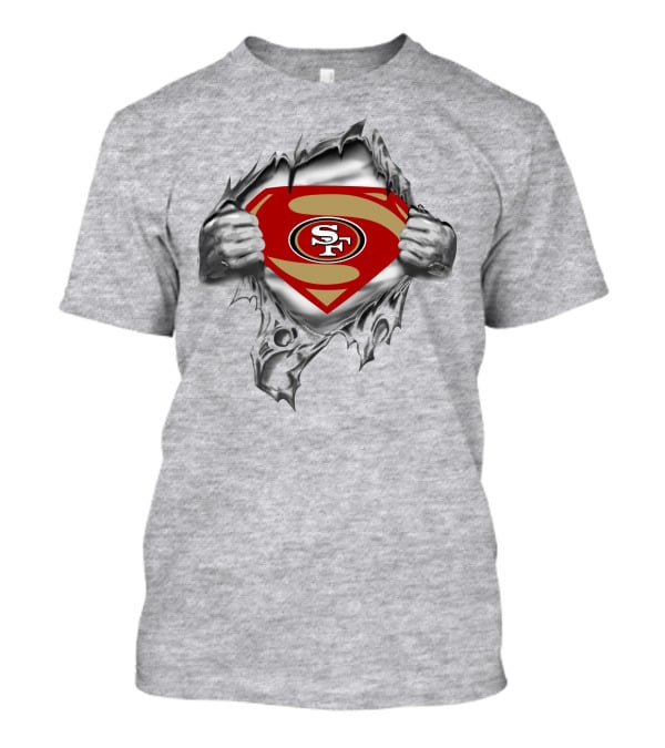 San Francisco 49ers Superman SF Logo Emblem Tear Open T-Shirt