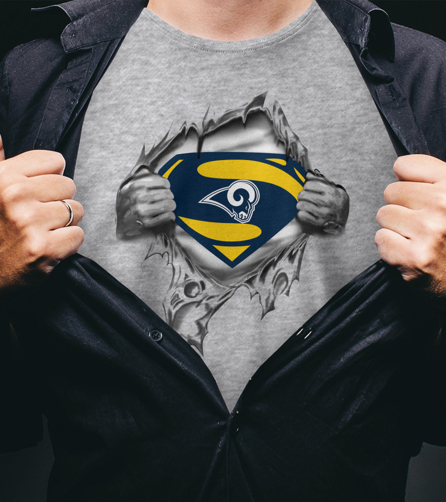 Los Angeles Rams Superman Logo Burst T-Shirt