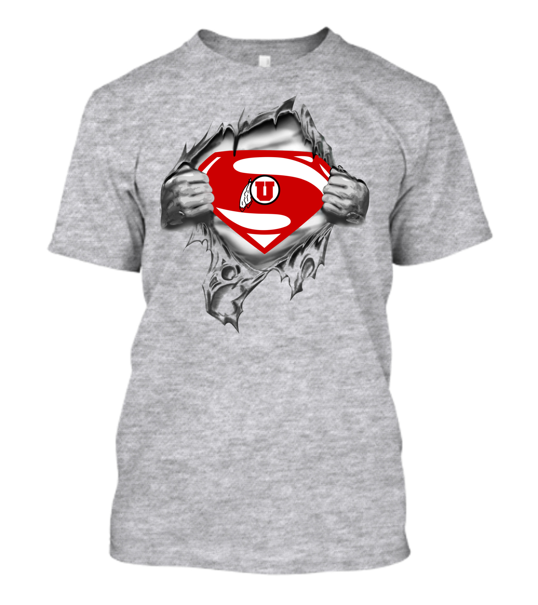 393 Utah Utes Superman Logo Tear Effect T-Shirt