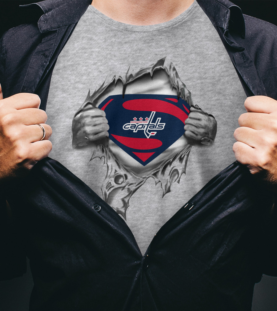 Washington Capitals Superman Logo 94 Vintage Style T-Shirt