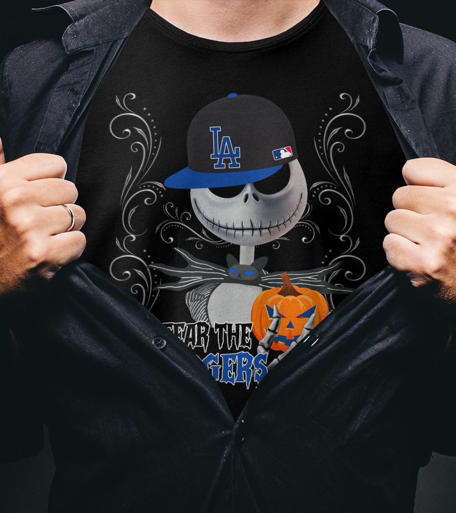 Fear The Los Angeles Dodgers Halloween Jack Skellington Pumpkin T-Shirt