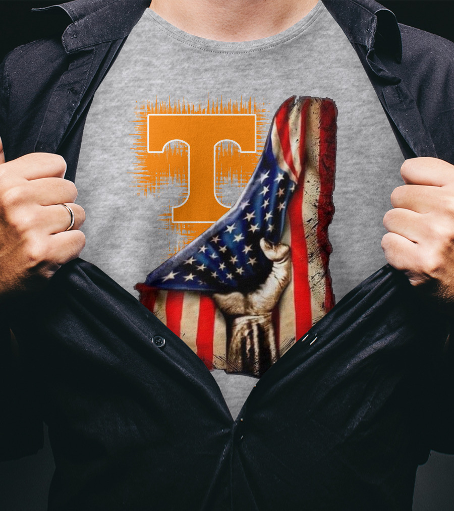 Tennessee Volunteers T Logo American Flag Fist T-Shirt