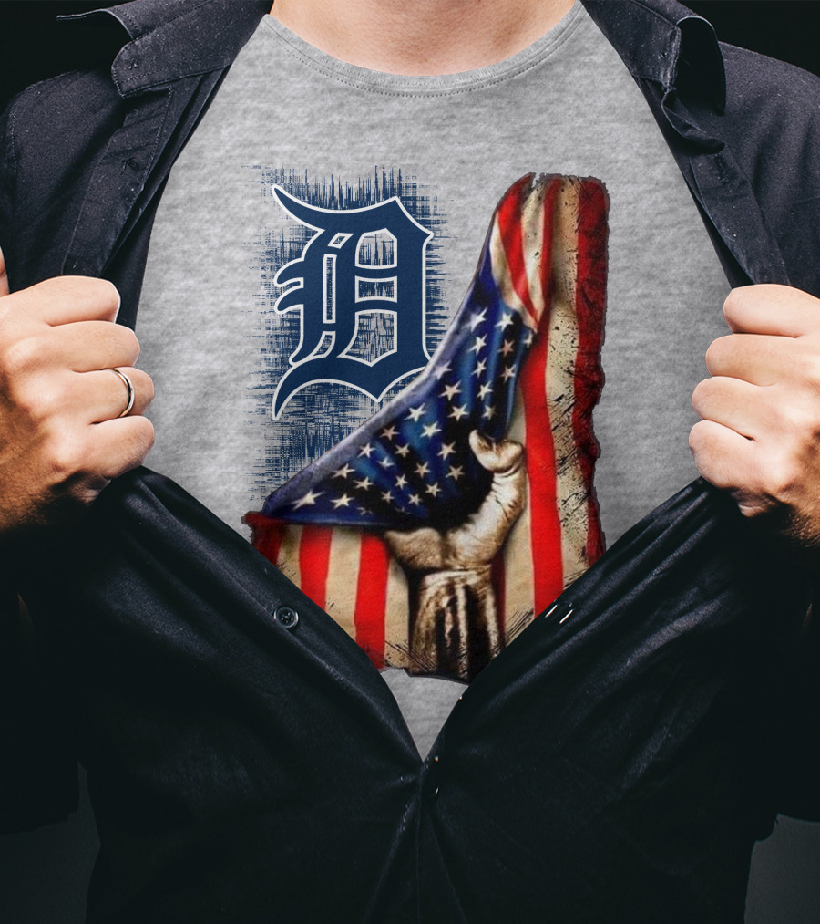 Detroit Tigers American Flag Patriotic Design 230 T-Shirt