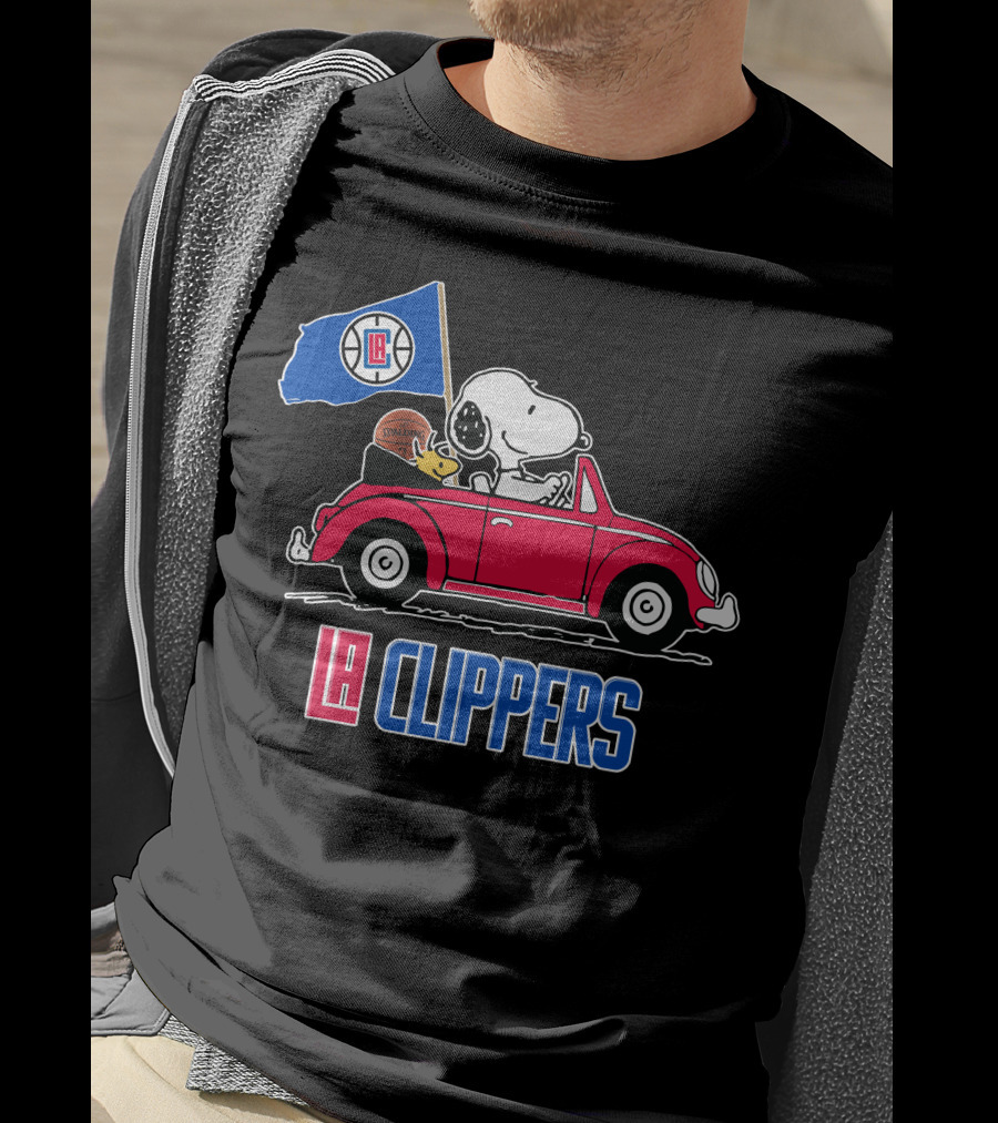 LA Clippers Snoopy Ride Car Basketball Peanuts T-Shirt