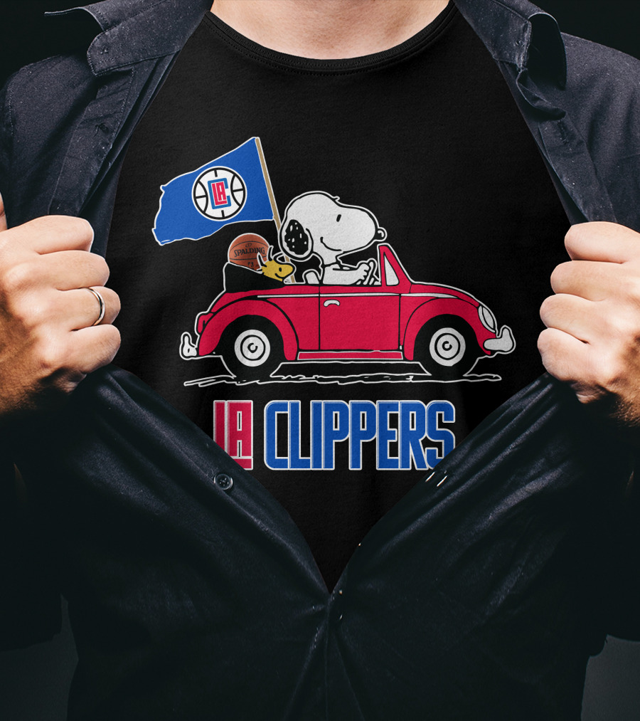 LA Clippers Snoopy Ride Car Basketball Peanuts T-Shirt
