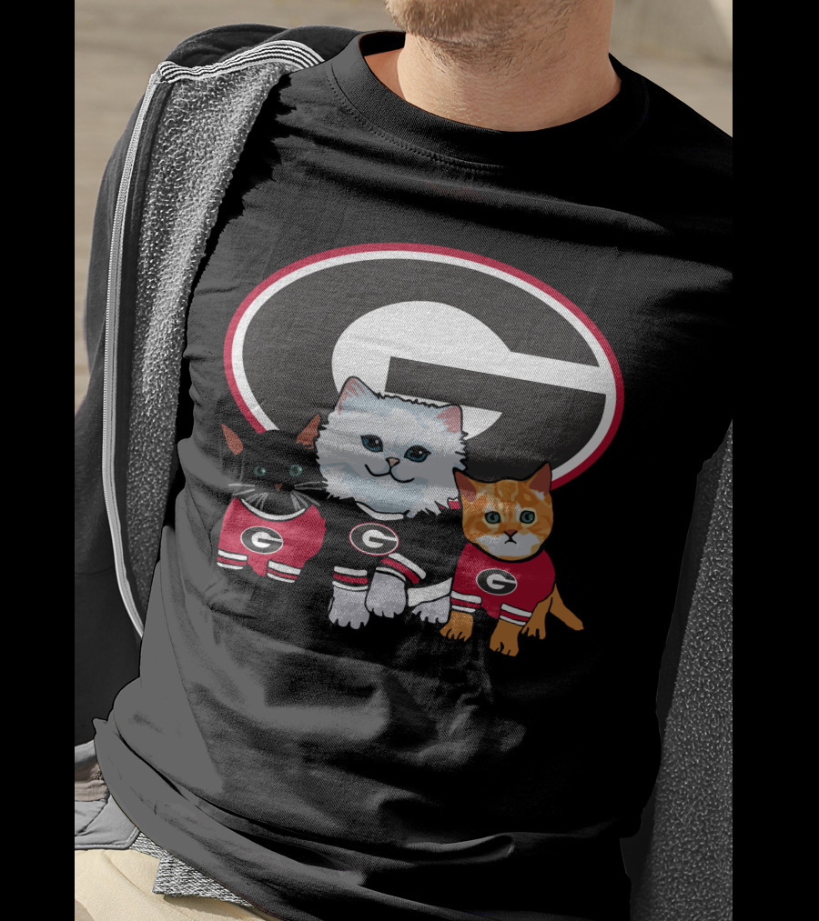 Georgia Bulldogs Logo Cats In Team T-Shirt