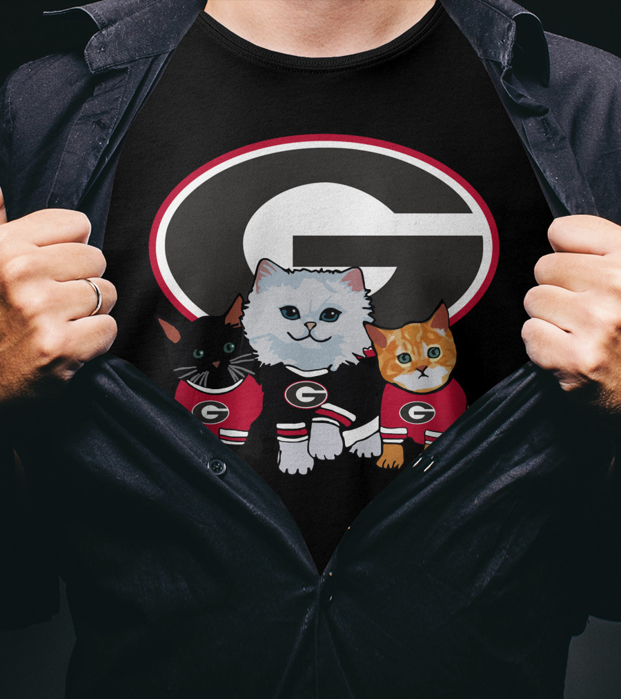 Georgia Bulldogs Logo Cats In Team T-Shirt
