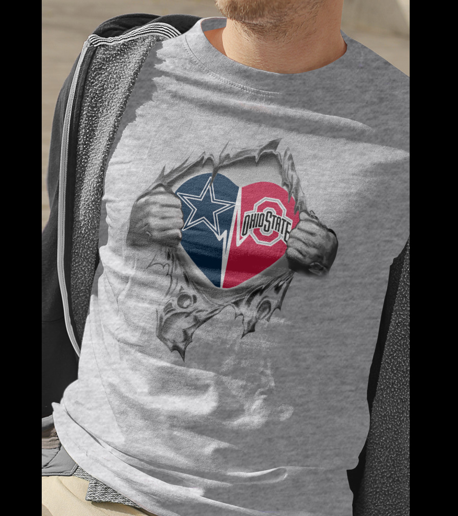Ohio State Split Star Cowboys Heart T-Shirt