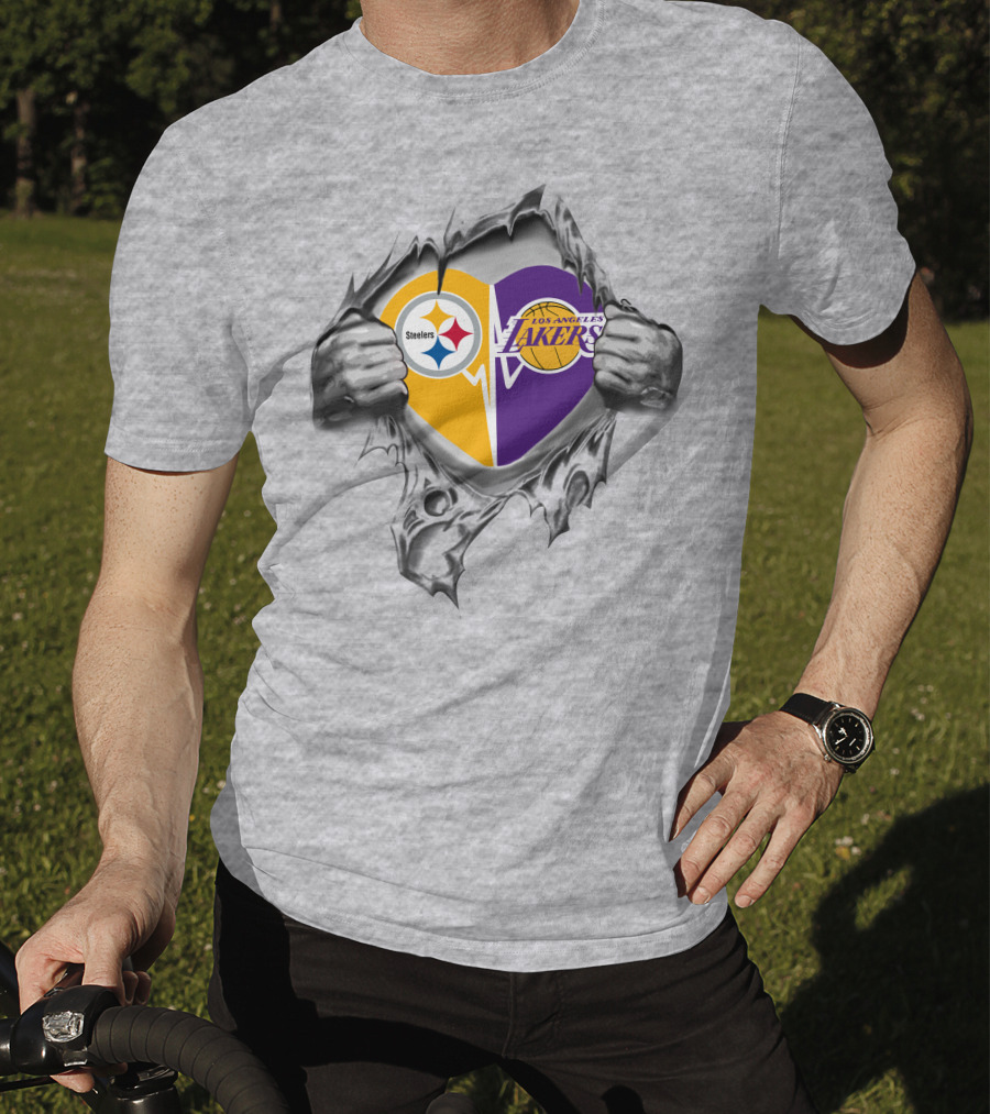 Steelers Los Angeles Lakers Heart T-Shirt