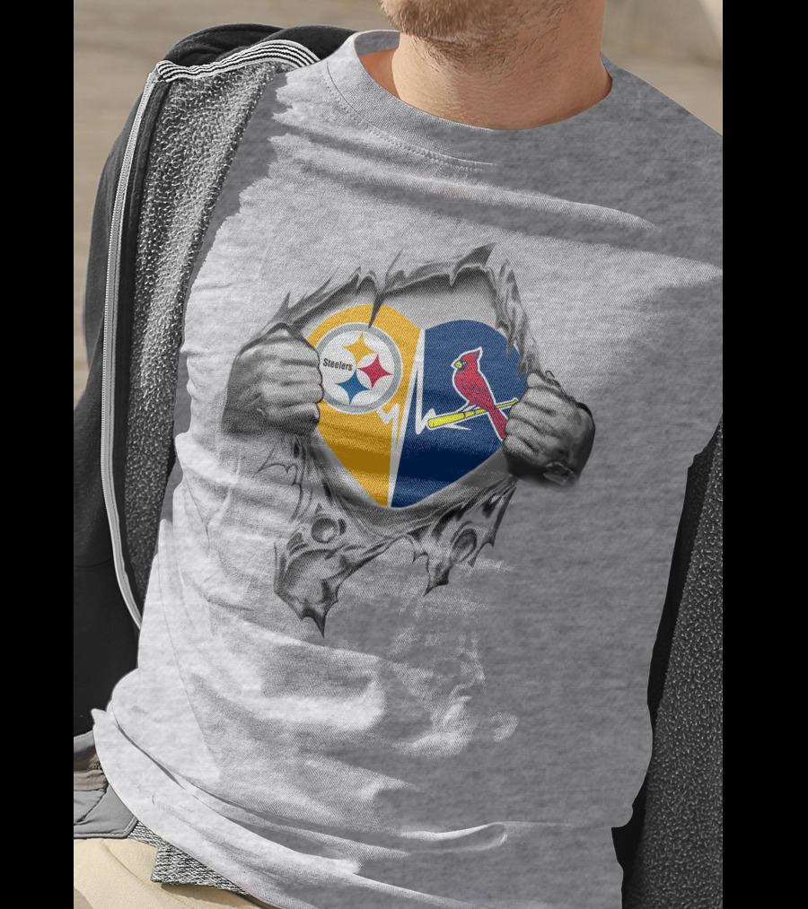 Steelers St Louis Cardinals Heartbeat Emblem T-Shirt