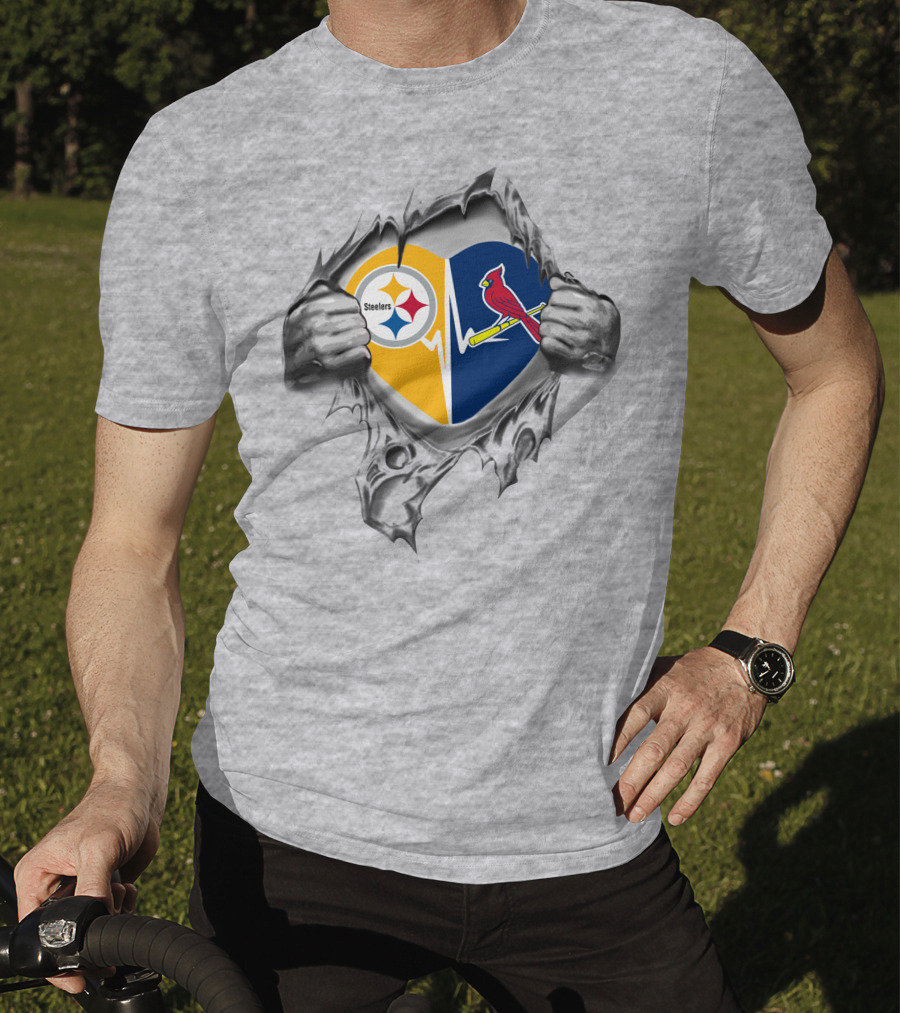 Steelers St Louis Cardinals Heartbeat Emblem T-Shirt