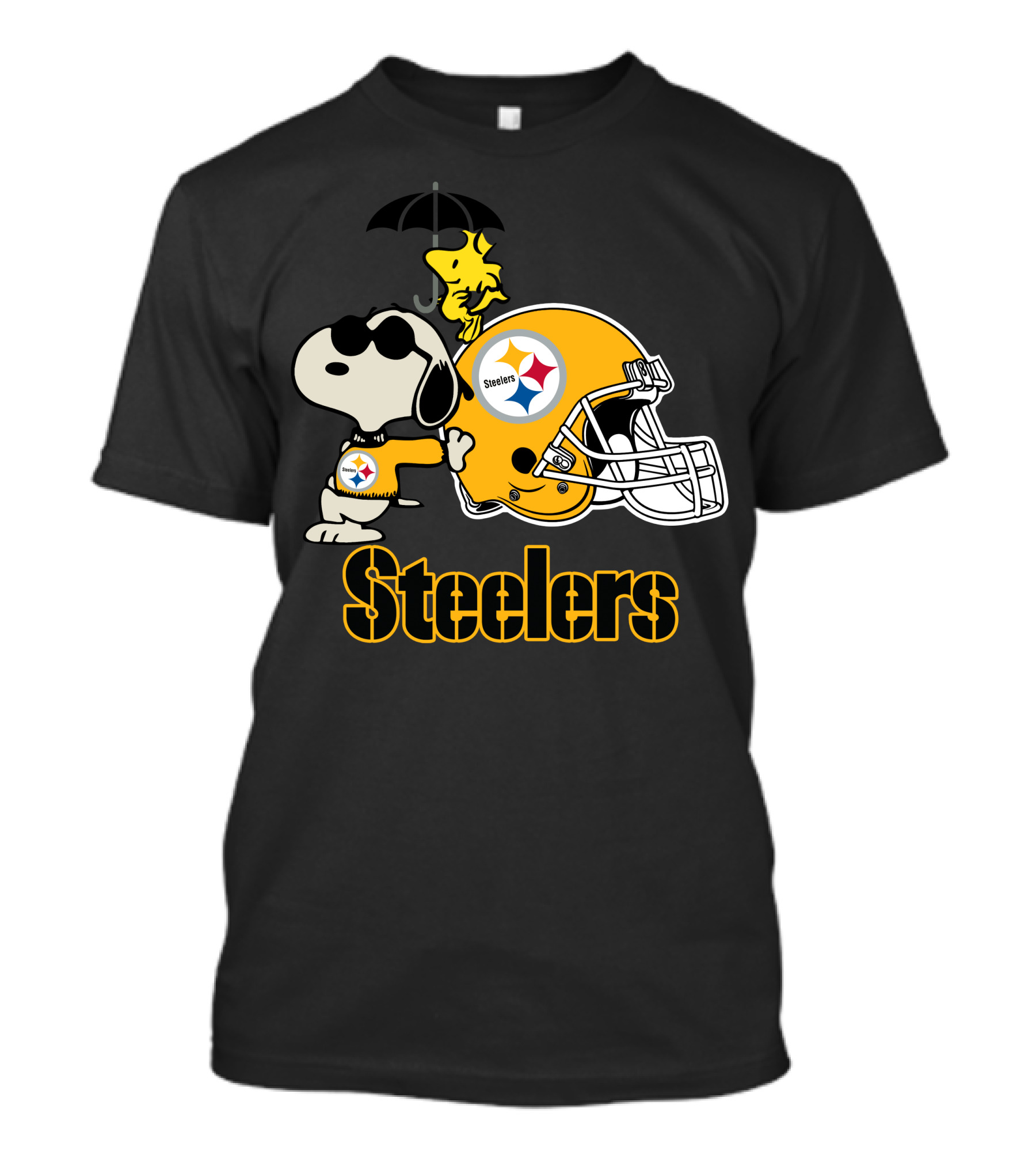 Snoopy And Woodstock With Pittsburgh Steelers Helmet T-Shirt